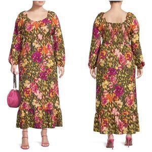 NWT Terra & Sky Floral Raglan Maxi Dress